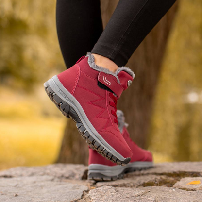 Léonie | Baskets d'hiver doublées en polaire avec lacets et bandes Velcro