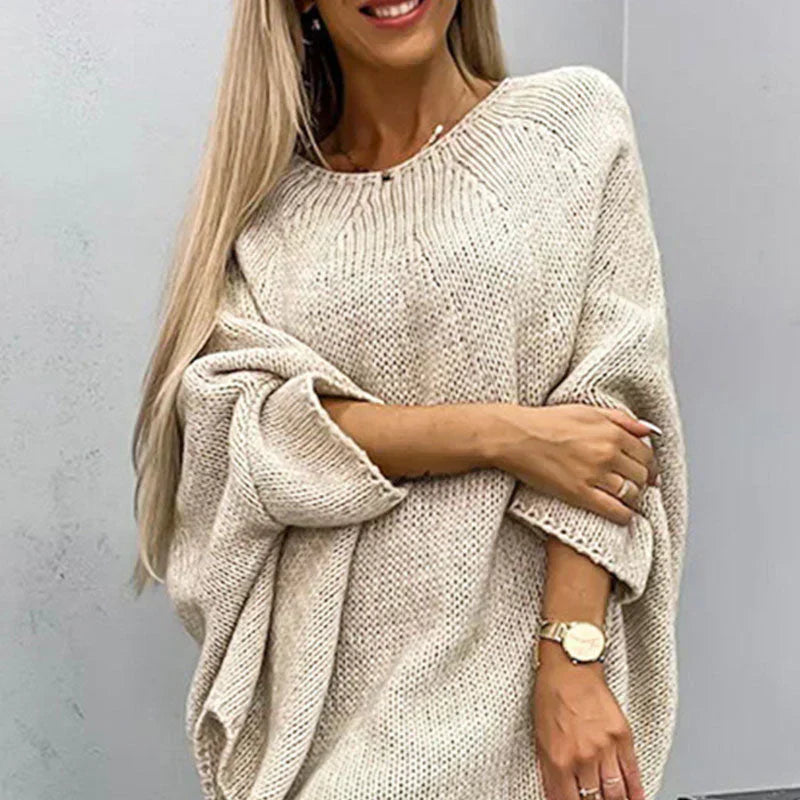 Adeline | Pull Chunky Knit Femme Oversize à Col Bateau, Maille Épaisse et Style Décontracté