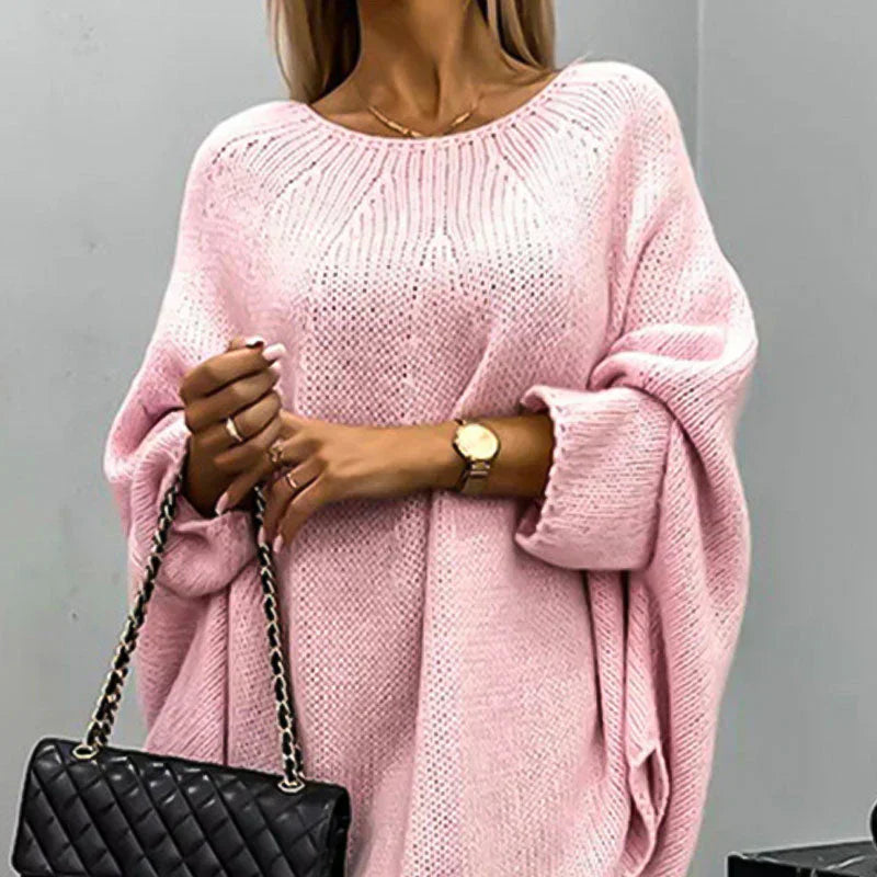 Adeline | Pull Chunky Knit Femme Oversize à Col Bateau, Maille Épaisse et Style Décontracté