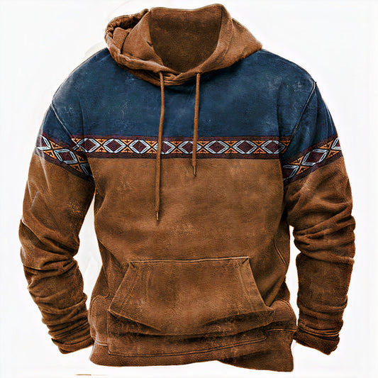 Adrian | Hoodie Homme Vintage avec Détails Motifs Ethniques