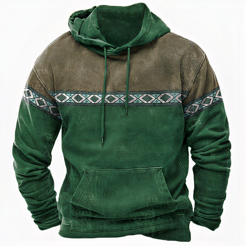 Adrian | Hoodie Homme Vintage avec Détails Motifs Ethniques