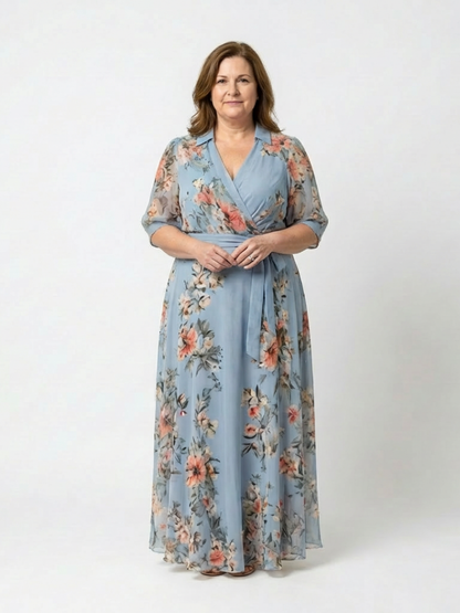 Elowen | Robe Maxi V Enveloppante à Motif Floral