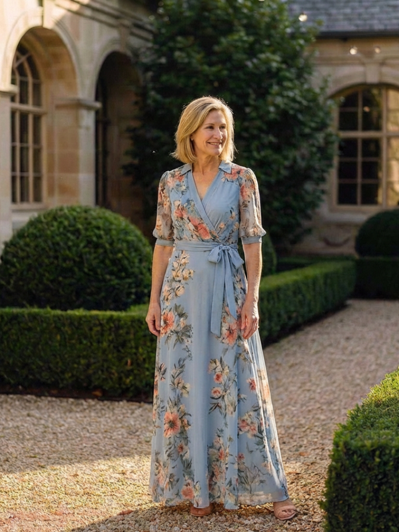 Elowen | Robe Maxi V Enveloppante à Motif Floral